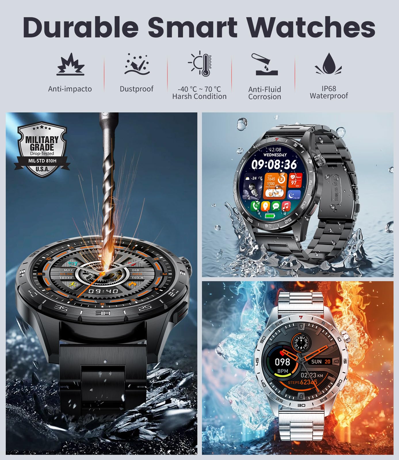 Smart Watch For Men,Answer/Make Calls,1.43 ' ' Amoled,Ip68 Waterproof,110+ Sports Modes Fitness Watch With Sleep Monitor/Spo2/He